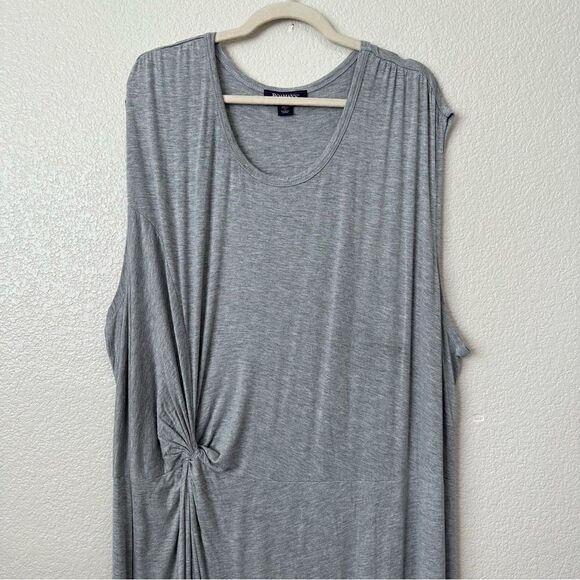 Roaman’s Gray Asymmetrical Knot Front Maxi Dress - Picture 2 of 12